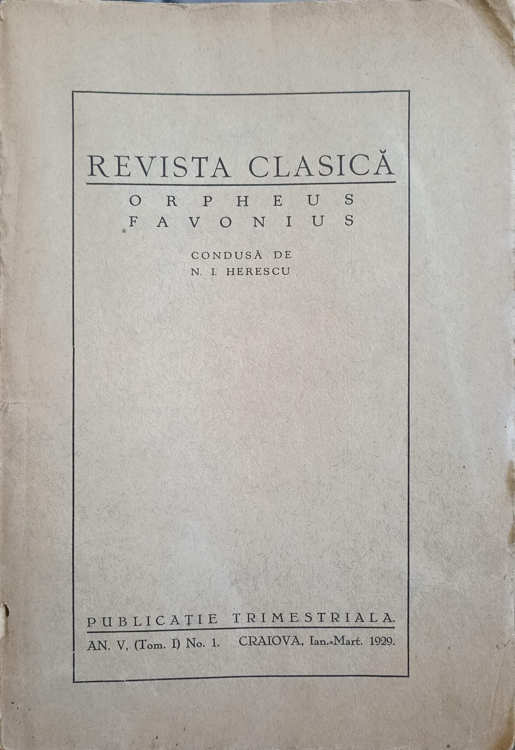 Revista Clasica Orpheus Favonius An V, Tom. I, No.1