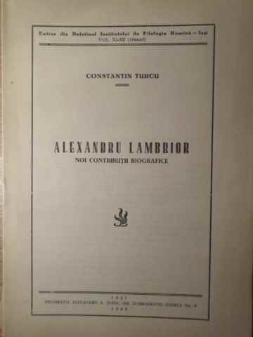 Alexandru Lambrior Noi Contributii Biografice