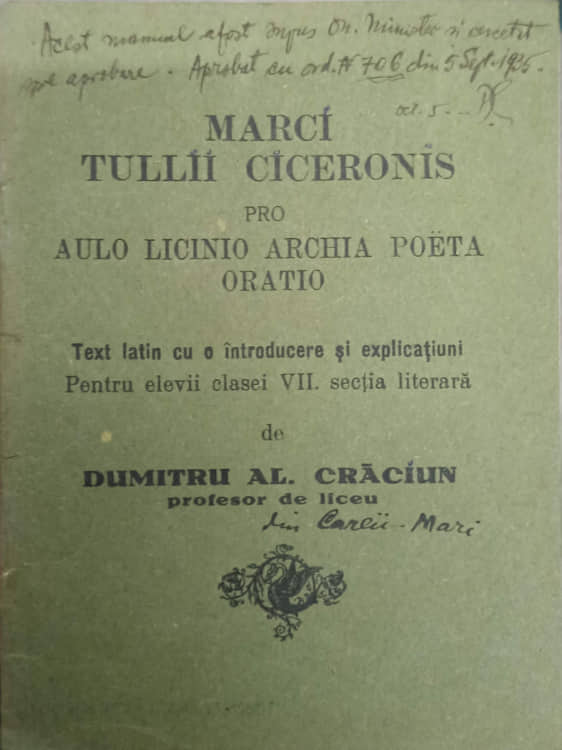 Marci Tullii Ciceronis Pro Aulo Licinio Archia Poeta Oratio