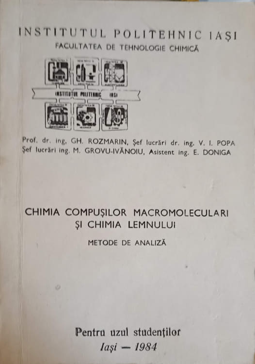 Chimia Compusilor Macromoleculari Si Chimia Lemnului, Metode De Analiza