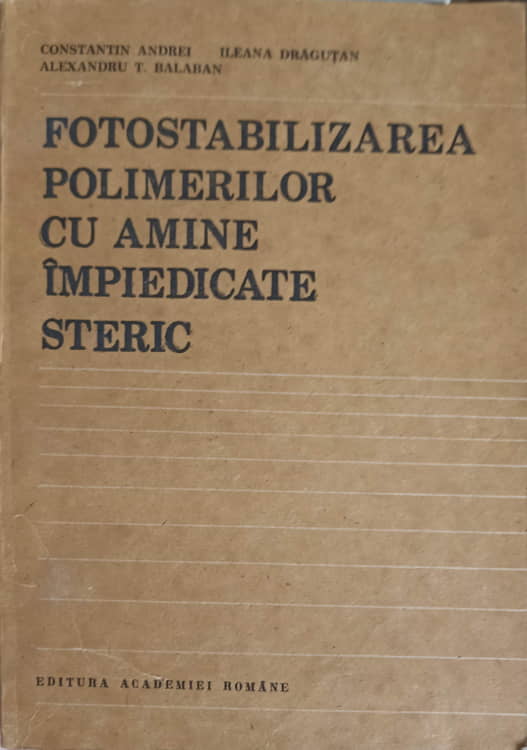 Fotostabilizarea Polimerilor Cu Amine Impiedicate Steric