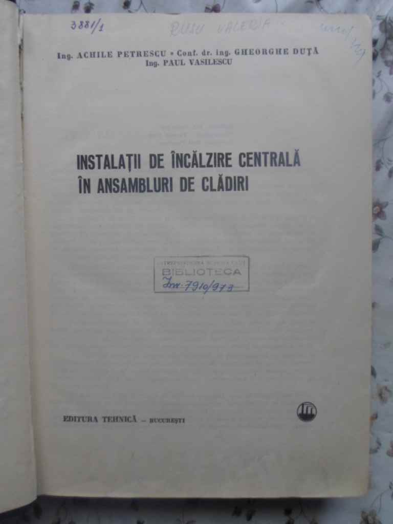 Instalatii De Incalzire Centrala In Ansambluri De Cladiri