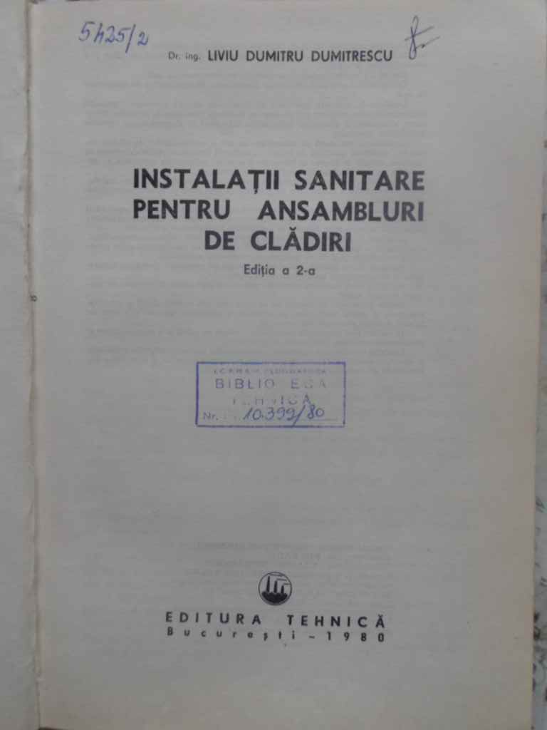 Instalatii Sanitare Pentru Ansambluri De Cladiri