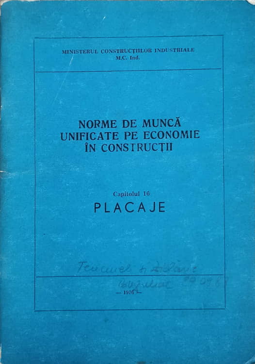 Norme De Munca Unificate Pe Economie In Constructii. Capitolul 16 Placaje