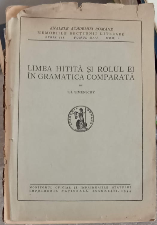 Limba hitita si rolul ei in gramatica comparata