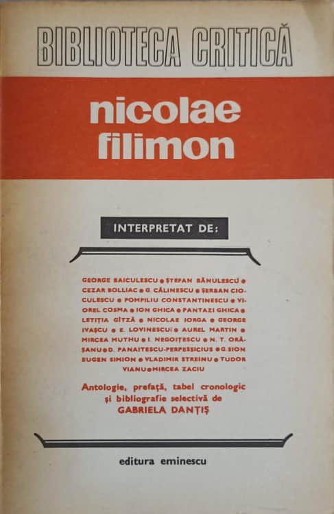 Vezi detalii pentru Nicolae Filimon Interpretat