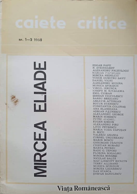 Caiete Critice Nr.1-2/1988 Mircea Eliade