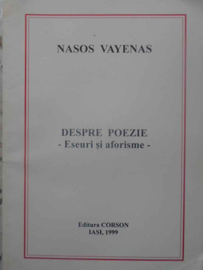 Despre Poezie. Eseuri Si Aforisme