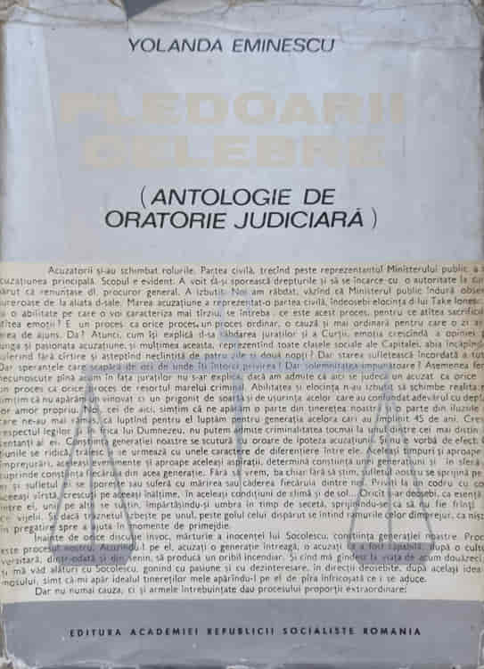 Pledoarii Celebre. Antologie De Oratorie Judiciara