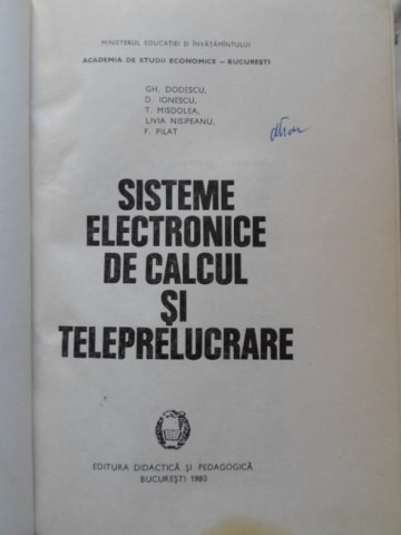 Vezi detalii pentru Sisteme Electronice De Calcul Si Teleprelucrare