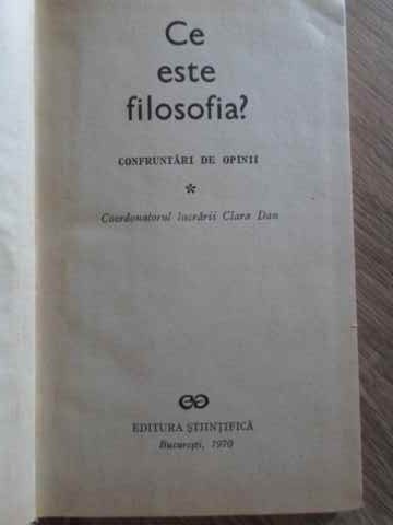 Ce Este Filosofia? Confruntari De Opinii