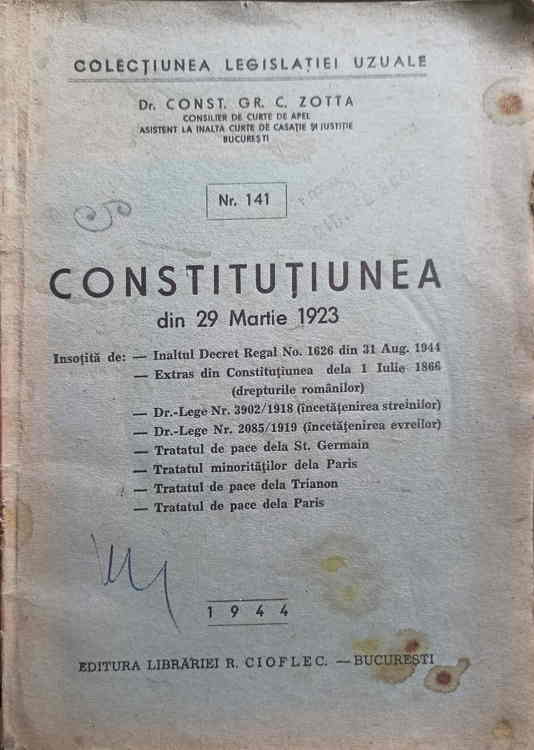 Vezi detalii pentru Constitutiunea Din 29 Martie 1923