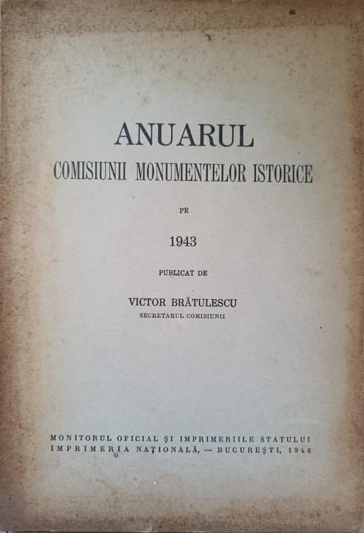 Anuarul Comisiunii Monumentelor Istorice Pe 1943