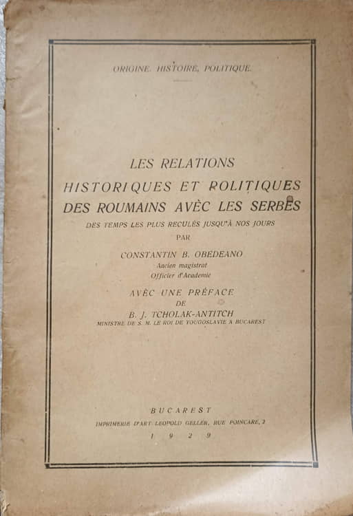 Les relations historiques et politiques des roumains avec les serbes