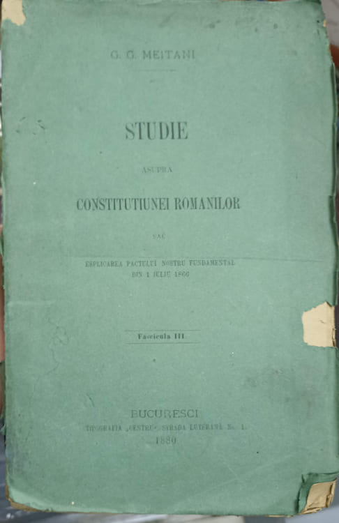 Studie Asupra Constitutiunei Romanilor Sau Esplicarea Pactului Nostru Fundamental Din 1 Iulie 1866