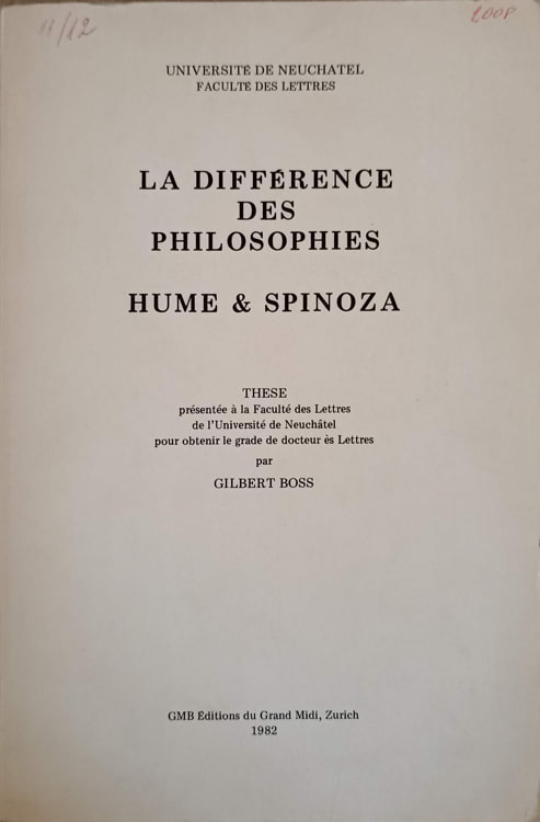 Vezi detalii pentru La Difference Des Philosophies. Hume & Spinoza