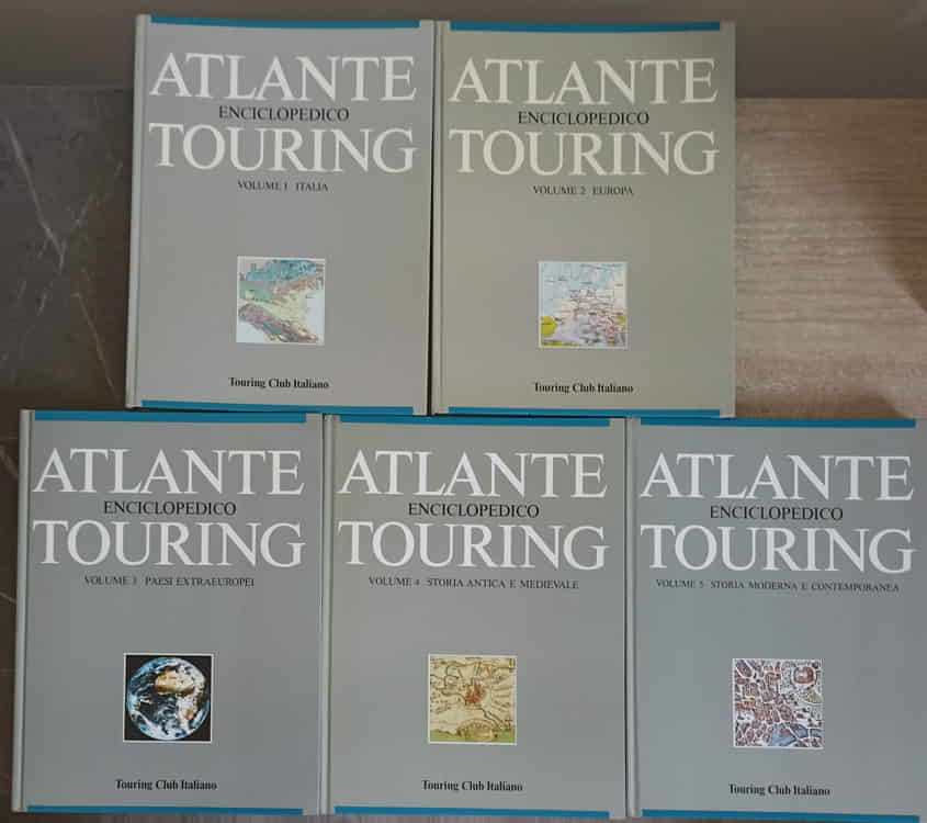 Atlante Enciclopedico Touring Vol.1-5 Italia, Europa, Paesi Extraeuropei, Storia Antica E Medievale, Storia Moderna E Contemporanea