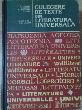 Culegere De Texte Din Literatura Universala Clasa A Xi-a Sectia Umanista