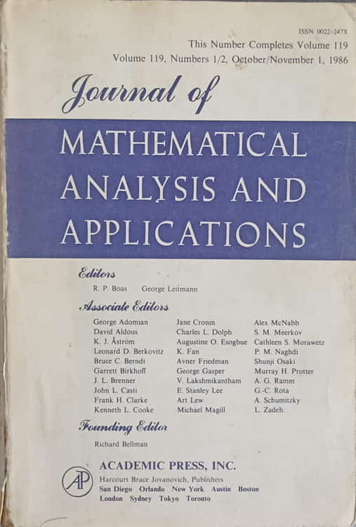 Vezi detalii pentru Journal Of Mathematical Analysis And Applications