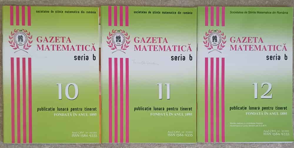 Vezi detalii pentru Gazeta Matematica 2011, Seria B Vol.10-12/2011 (3 Reviste)