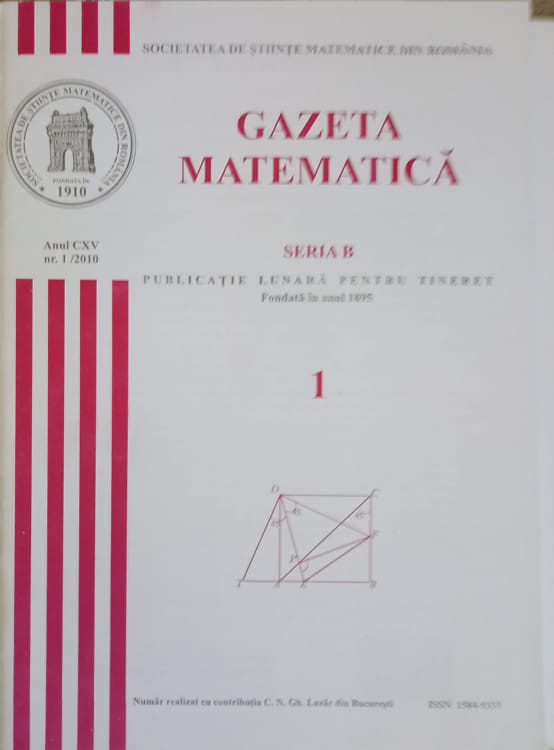 Vezi detalii pentru Gazeta Matematica Nr.1/2010, Seria B