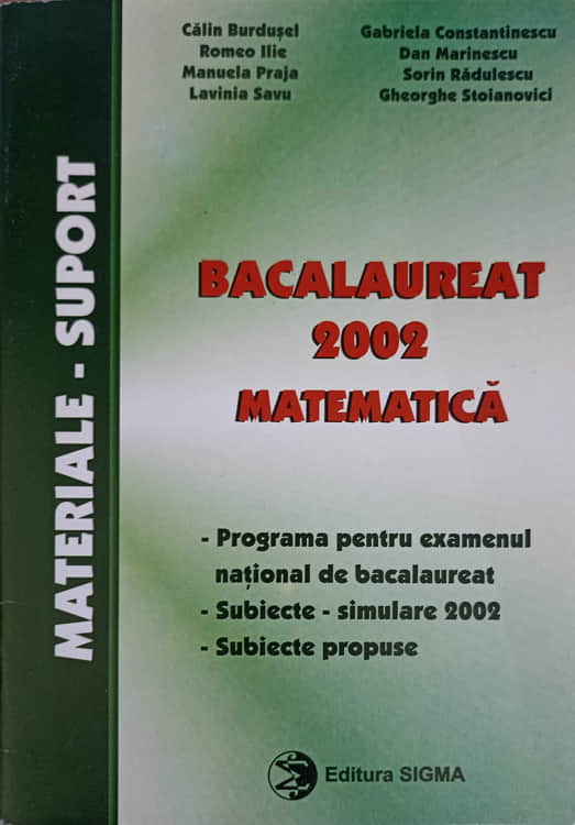 Bacalaureat 2002, Matematica. Materiale Suport