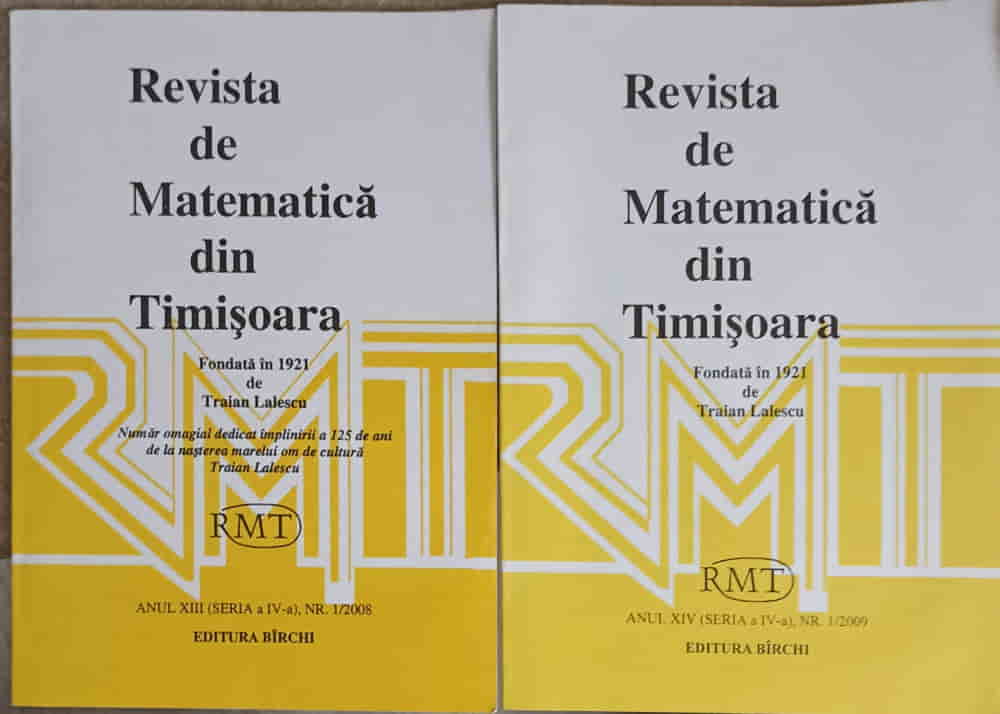 Revista De Matematica Din Timisoara Nr.1/2008, Nr.1/2009