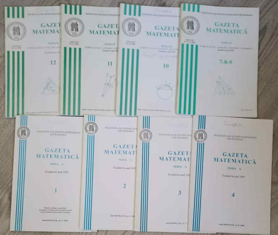 Gazeta Matematica 2009, Seria A Vol.1-4, Seria B Vol.7-12 (8 Reviste)