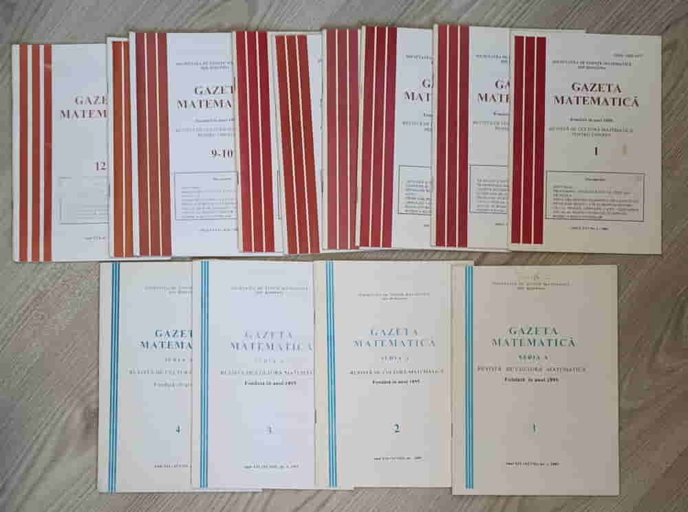 Vezi detalii pentru Gazeta Matematica 2001, Seria A Vol.1-4, Seria B Vol.1-12 (13 Reviste)