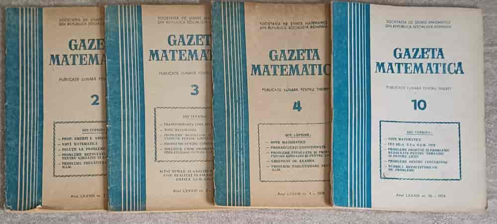 Vezi detalii pentru Gazeta Matematica 1978 Vol.2-4, 10 (4 Reviste)