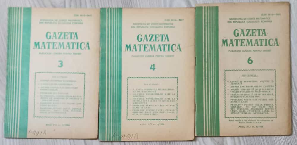 Vezi detalii pentru Gazeta Matematica 1986 Vol.3-4, 6 (3 Reviste)