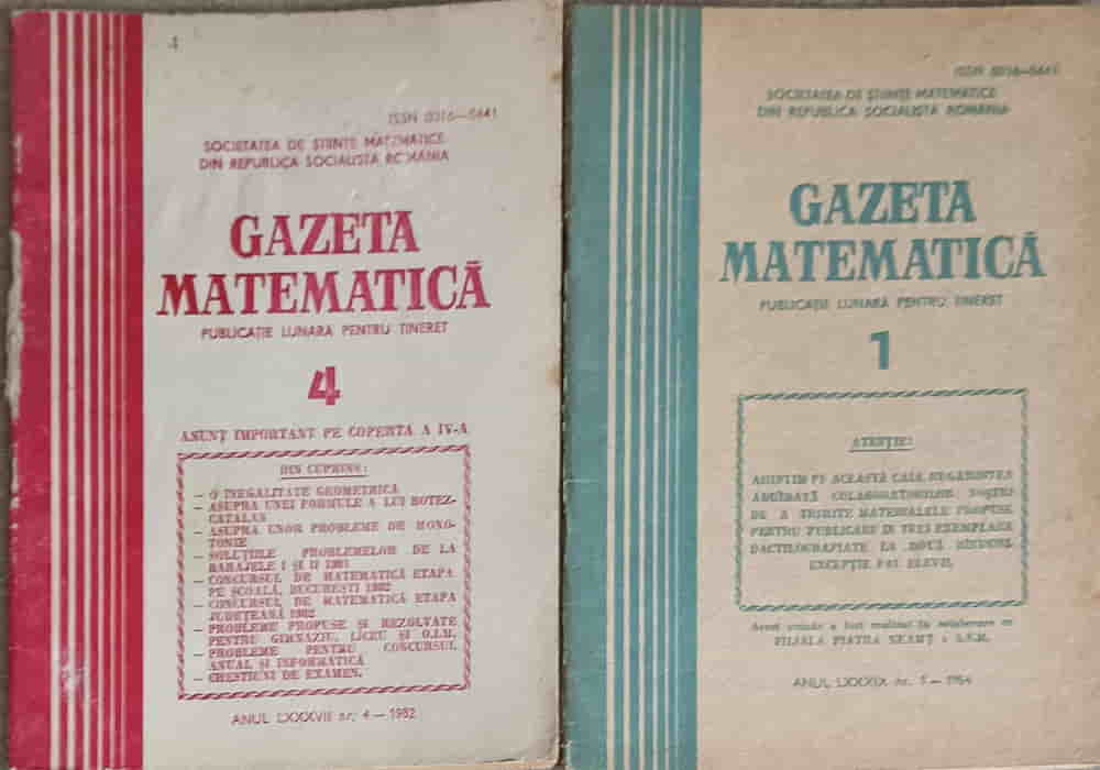 Vezi detalii pentru Gazeta Matematica 1982-1984 (2 Reviste)