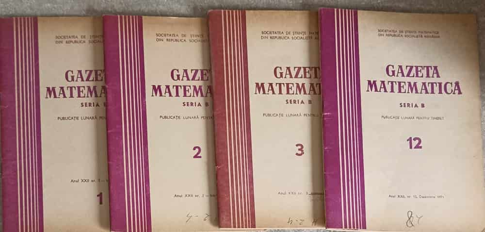 Vezi detalii pentru Gazeta Matematica 1971, Seria B Vol.1-3, 12 (4 Reviste)