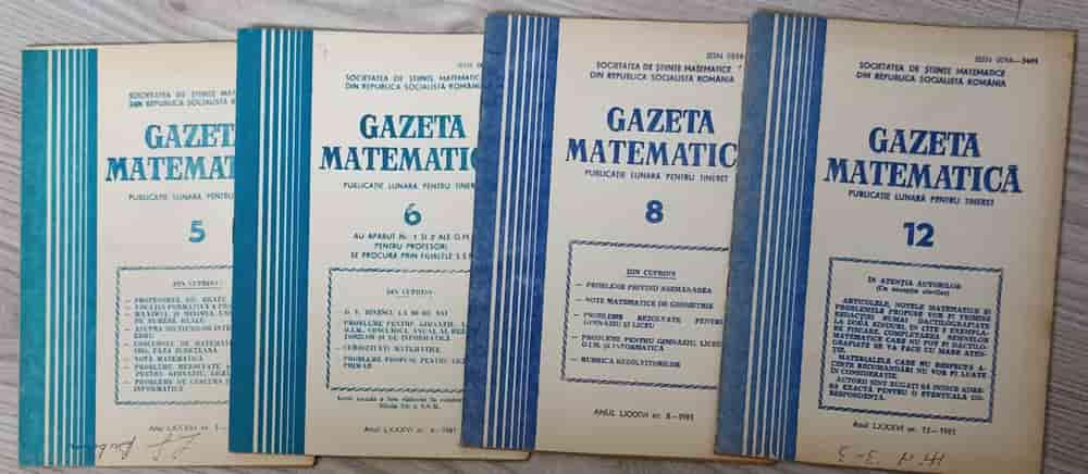 Vezi detalii pentru Gazeta Matematica 1981 Vol.5-6, 8, 12 (4 Reviste)