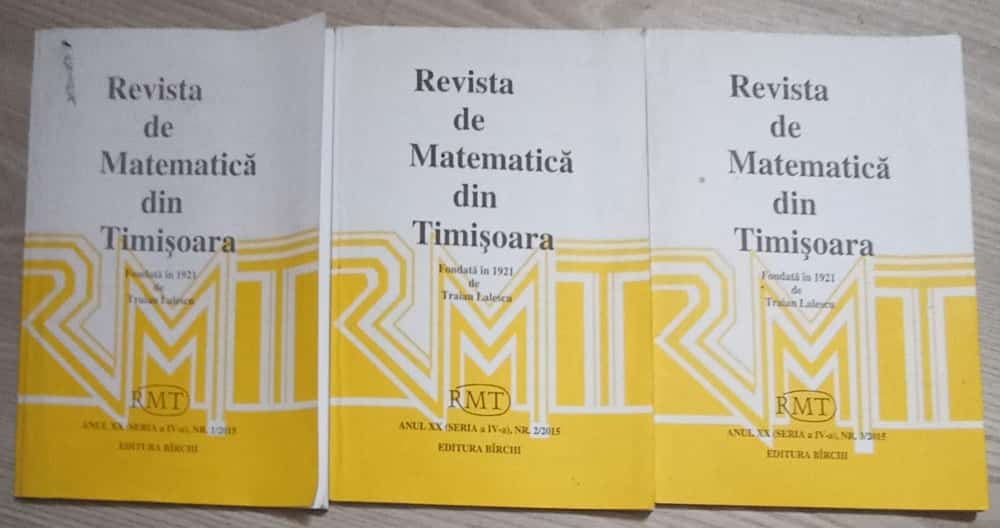 Vezi detalii pentru Revista De Matematica Din Timisoara Nr.1-3/2015