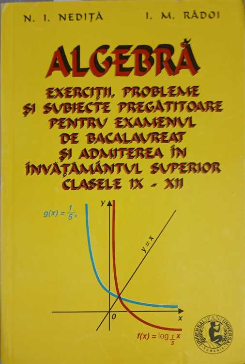 Algebra. Exercitii, Probleme Si Subiecte Pregatitoare Pentru Examenul De Bacalaureat Si Admiterea In Invatamantul Superior Clasele Xi-xii