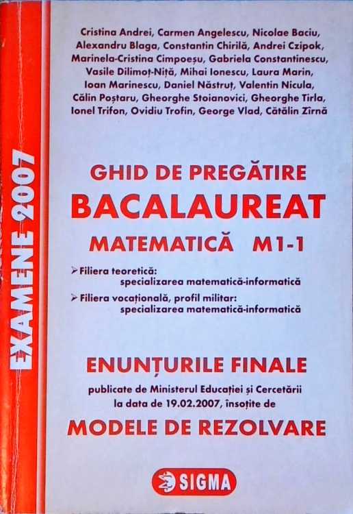 Ghid De Pregatire Bacalaureat 2007, Matematica - M1-1