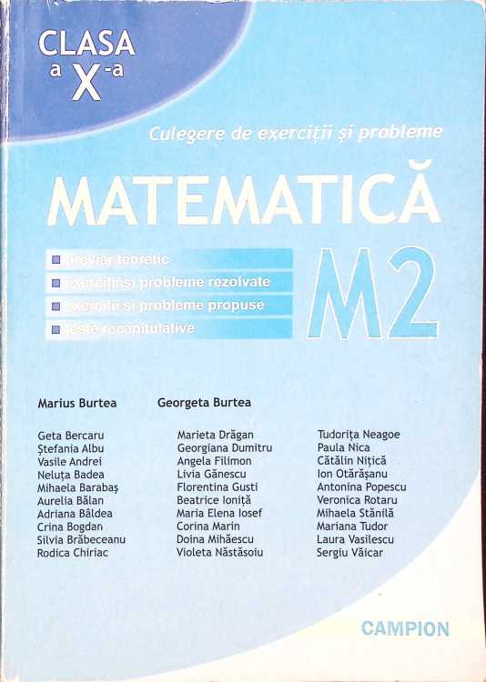 Matematica, Culegere De Exercitii Si Probleme Clasa A X-a (m2)