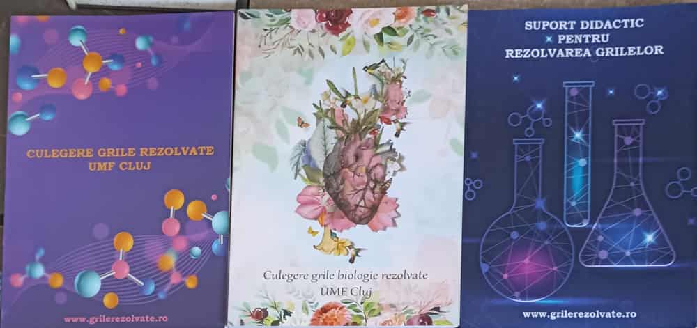 Vezi detalii pentru Lot 3 Carti: Culegere Grile Rezolvate, Biologie, Chimie, Umf Cluj Vol.1-3