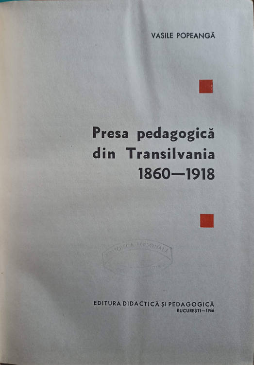 Presa Pedagogica Din Transilvania 1860-1918