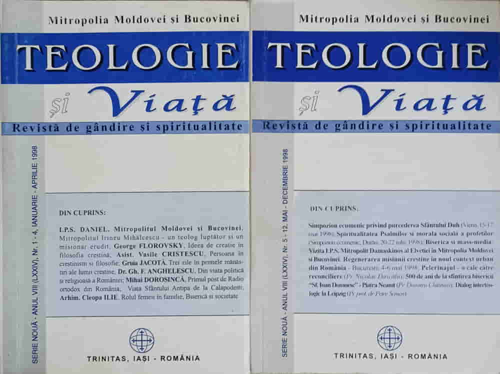 Teologie Si Viata. Revista De Gandire Si Spiritualitate Vol.1-2 Nr.1-12, Ianuarie-decembrie 1998